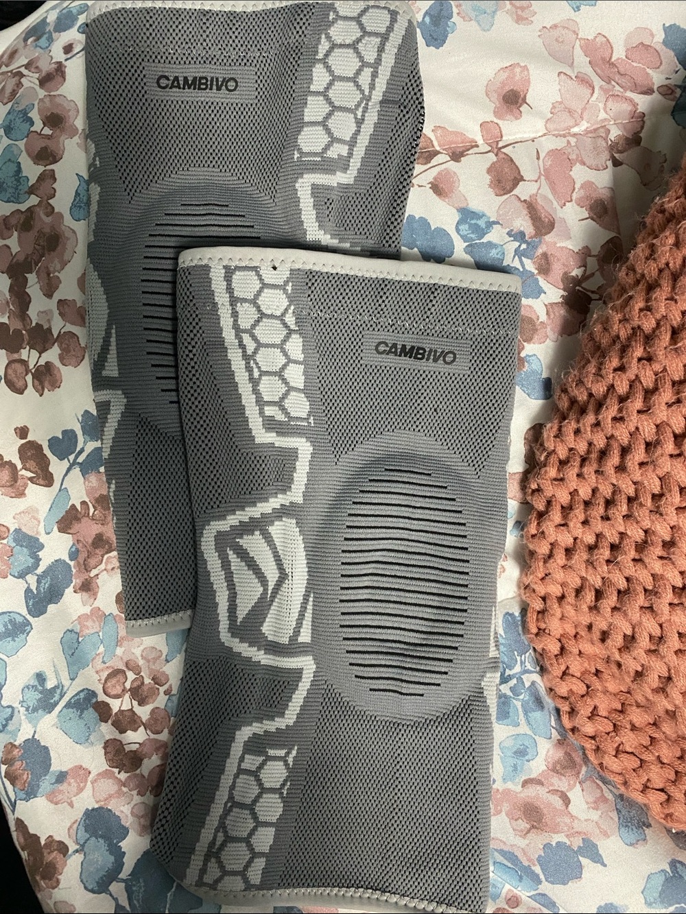 Cambivo Gray Athletic Knee Sleeves — Pair for Men and Women